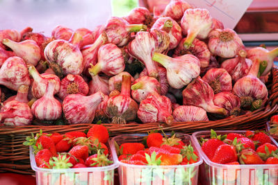 Close-up of strawberries in basket
