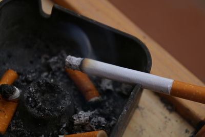 Close-up of cigarette smoking