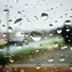 Full frame shot of wet window in rainy season
