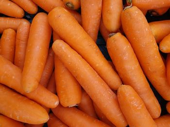 Bunchess of carrots on shelf in thai market