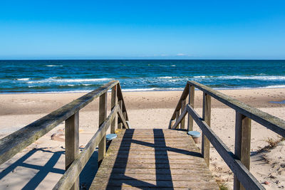 Scenic view of beach against clear sky