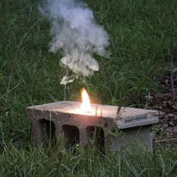 Close-up of fire on field