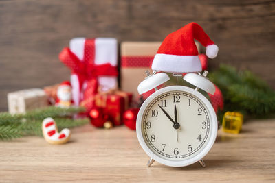 Close-up of christmas decoration on table