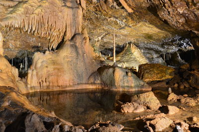 Reflection of cave in water