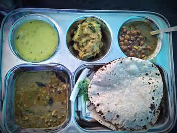 High angle view of food on table