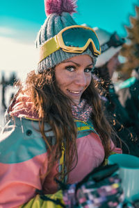 Portrait of a smiling young woman in winter