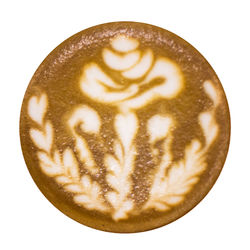 Close-up of cappuccino on coffee against white background