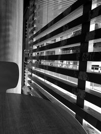 Empty bench in office building