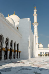 Exterior of historic building against clear sky