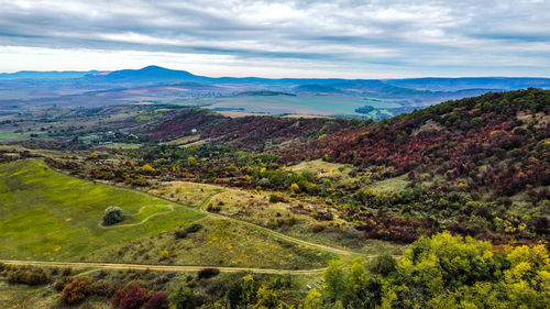 High angle view of landscape against sky