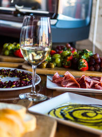 Close-up of served food on table