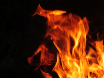 Close-up of bonfire at night