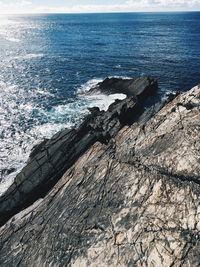 Scenic view of sea shore against sky