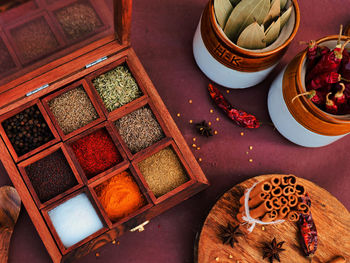 High angle view of food for sale