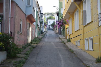 Narrow alley amidst buildings in city