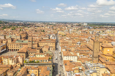 High angle view of townscape against sky