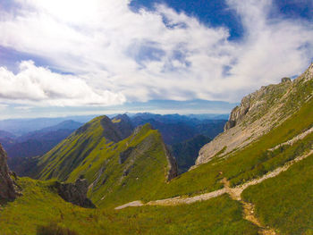 Scenic view of mountains against sky