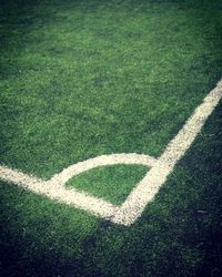 High angle view of soccer field