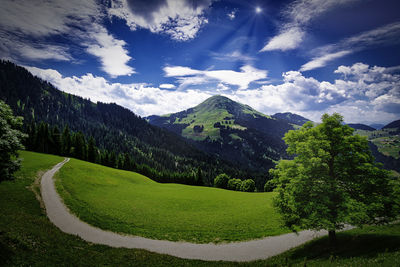 Scenic view of mountains against sky
