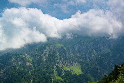 Panoramic view of mountains against sky