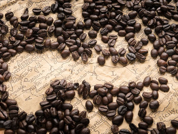 Close-up of coffee beans on table