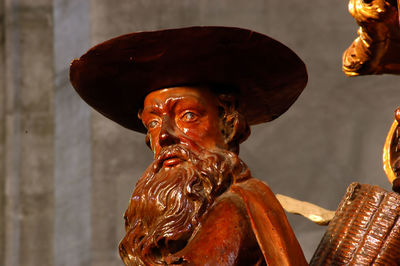 Wooden statue in the saint michael catholic church. cluj napoca / kolozsvar, romania