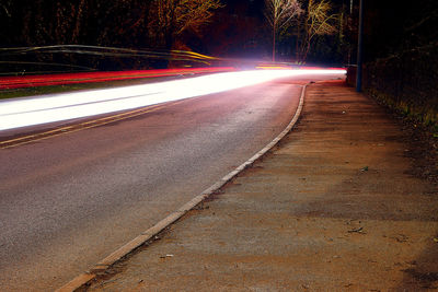 Light trails on street at night