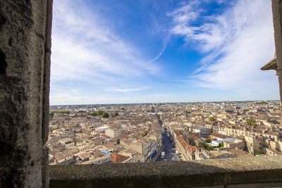 High angle view of townscape against sky