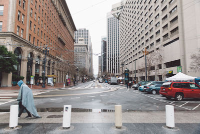 View of city street and buildings