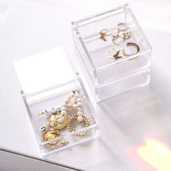 High angle view of wedding rings in box