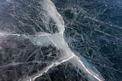 Close-up of frozen lake