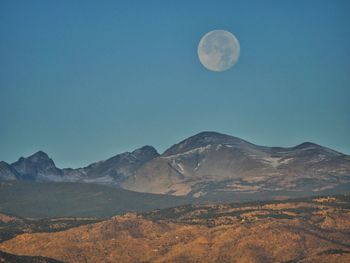 Scenic view of mountains against sky at night