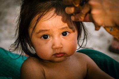 Close-up portrait of cute baby girl