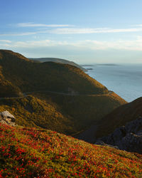 Scenic view of sea against sky during autumn