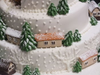 Close-up of christmas decorations on table