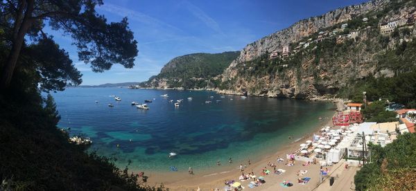 High angle view of people on beach