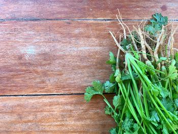 High angle view of chopped vegetables on table