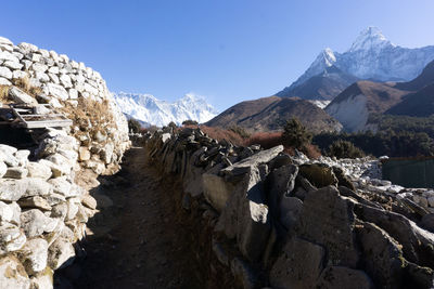 Panoramic view of snowcapped mountains against sky
