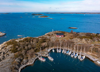 High angle view of sea against sky