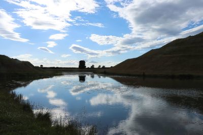 Scenic view of lake against sky