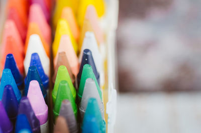 Close-up of multi colored pencils