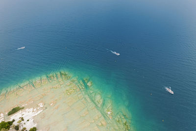 High angle view of sea against clear sky