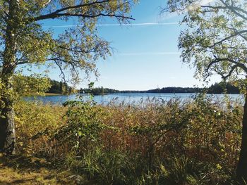 Scenic view of lake against sky