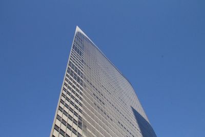 Low angle view of modern building against clear sky