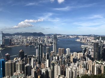 High angle view of townscape against sky
