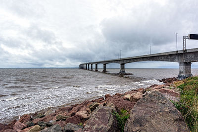 Scenic view of sea against cloudy sky