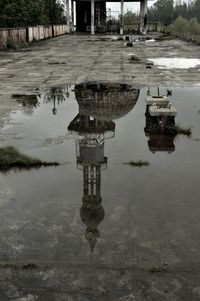 Reflection of built structure in water