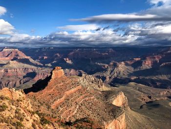Aerial view of landscape and mountains against sky