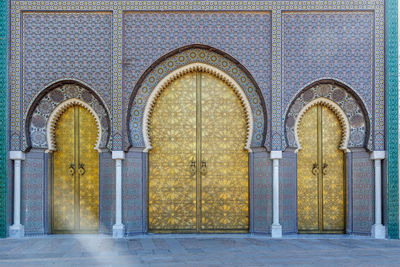 Closed door of building