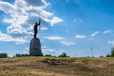 Monument to svyatoslav igorevich in voznesenovsky park in zaporozhye, ukraine